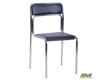 Стілець Аскона Хром Кожзам чорний