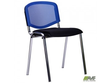 Стілець Призма Веб хром сидіння Сітка чорна / Сітка синя