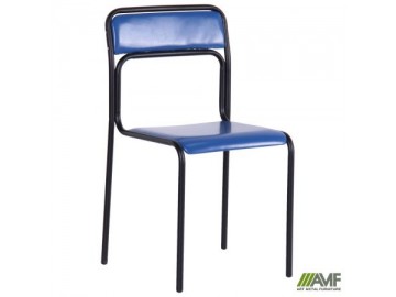 Стул Аскона черный ПВХ синий
