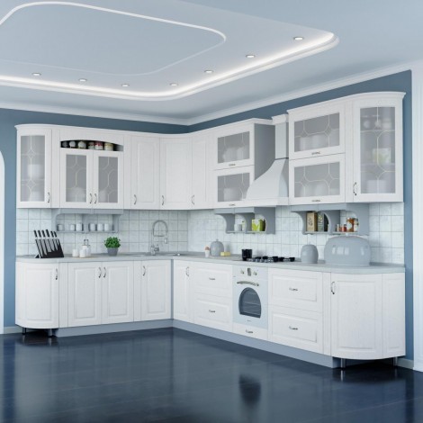 Модульная кухня Prestige(Престиж) роял белый угловая MebelStar