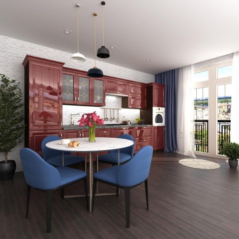 Модульная кухня Prestige(Престиж) бордо глянец MebelStar