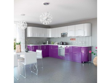 Модульная кухня High Gloss/High Gloss лаванда серебрянный металлик угловая