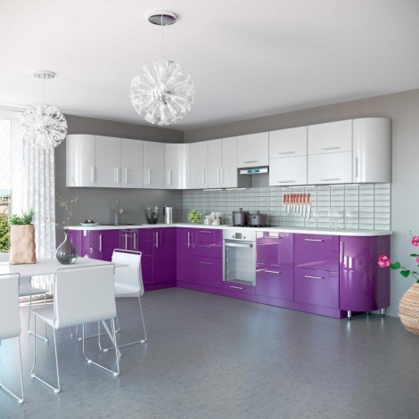 Модульная кухня High Gloss/High Gloss лаванда серебрянный металлик угловая MebelStar