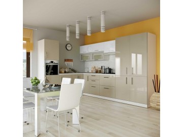 Модульная кухня High Gloss/High Gloss мокко глянец белый глянец угловая