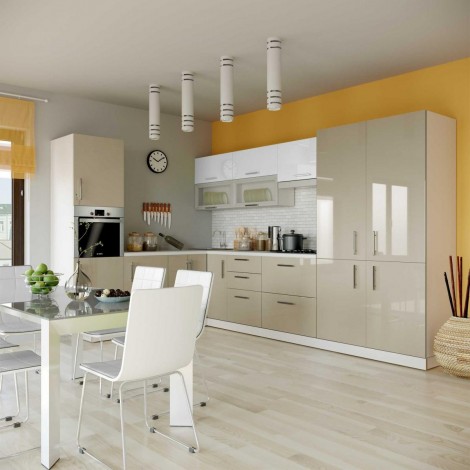 Модульная кухня High Gloss/High Gloss мокко глянец белый глянец угловая MebelStar