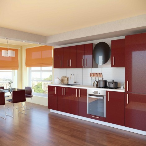 Модульная кухня High Gloss/High Gloss бордо металлик глянец MebelStar