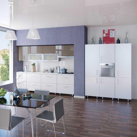 Модульная кухня High Gloss/High Gloss силк айсберг капучино глянец MebelStar