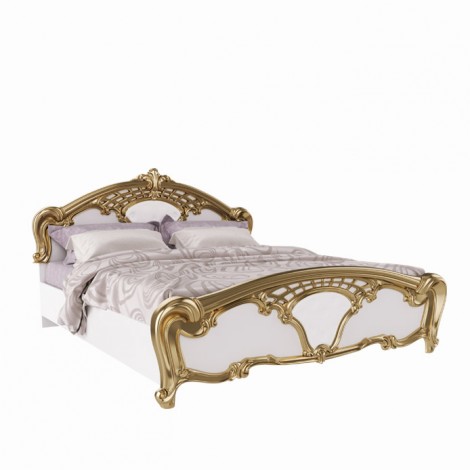 Кровать Eva 1, 8х2, 0 без каркаса глянец белый-Золото MiroMark