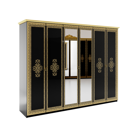 Шкаф Jennifer глянец черный 6 дв MiroMark