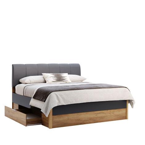 Кровать Ramona 1,6x2, 0 с ящиками без каркаса / Дуб крафт-Мат Лава MiroMark Кровать Ramona 1,6x2, 0 с ящиками без каркаса / Дуб крафт-Мат Лава MiroMark