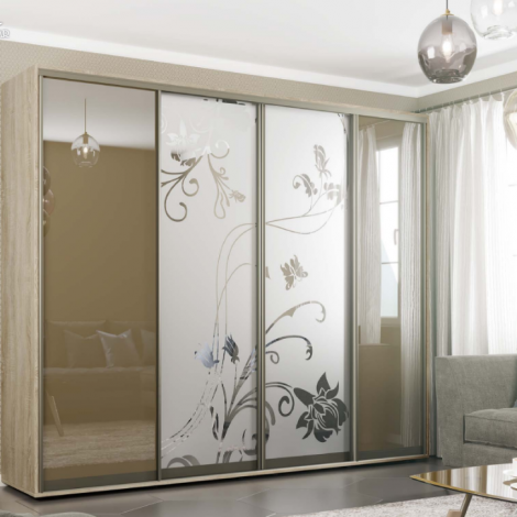 Шафа-купе чотирьохдв. ДЗ бронза / Бронза фон мат. від 240см MebelStar MebelStar